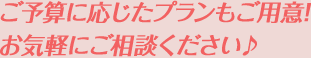 ご予算に応じたプランもご用意!お気軽にご相談ください♪